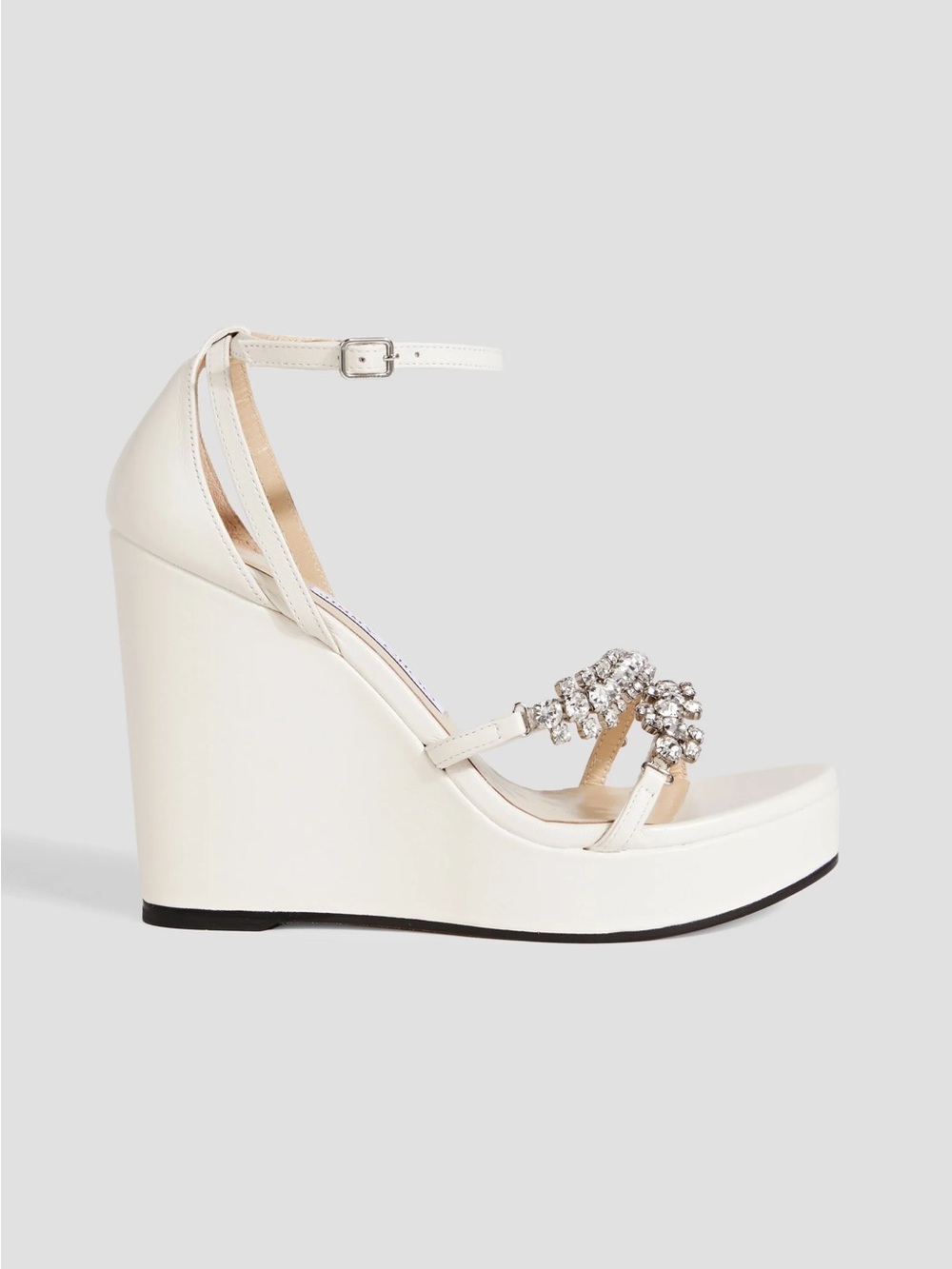 Jimmy Choo Bing 120 Crystal-Embellished Leather Wedge Sandals
